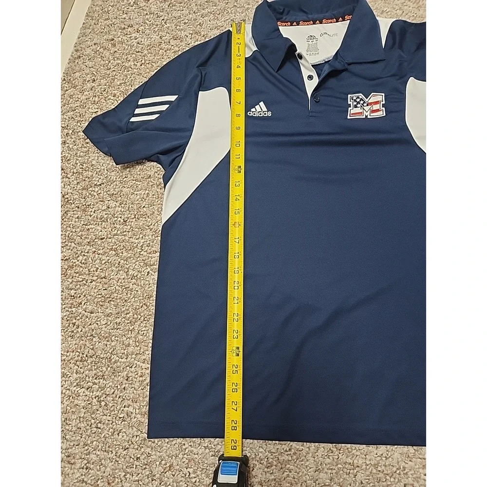 Adidas‎ Climalite Mens Large Navy Blue White Polo Shirt American Flag M Logo